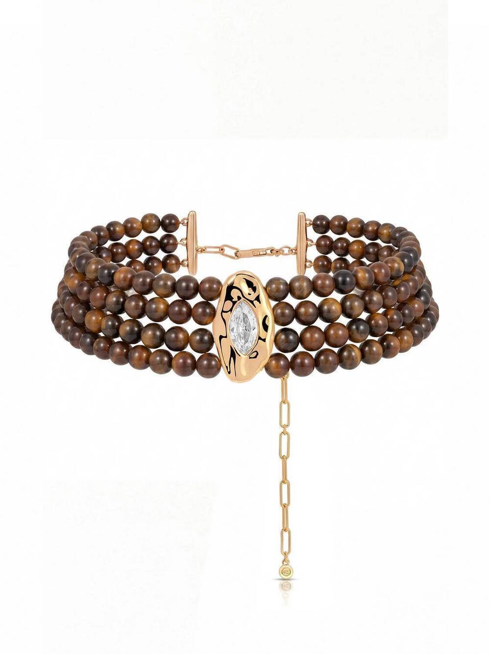 NEW ETTIKA women's tiger's eye choker in brown